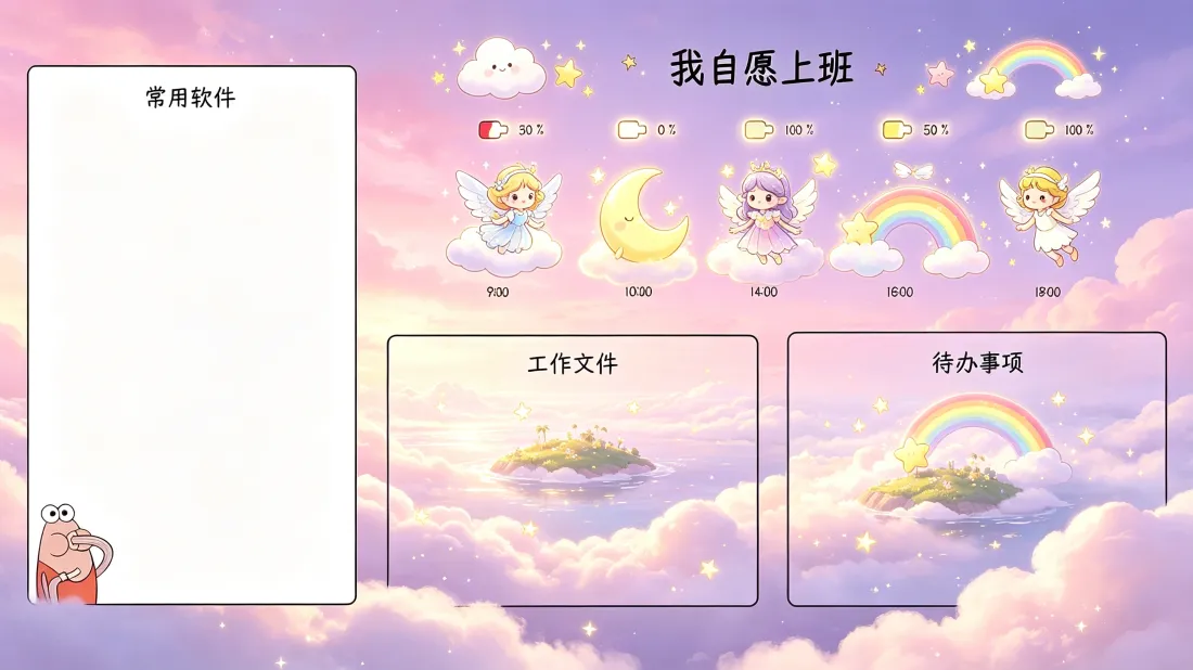 3k自愿上班壁纸｜可爱卡通背景图片 - 打工人分区桌面「哲风壁纸」