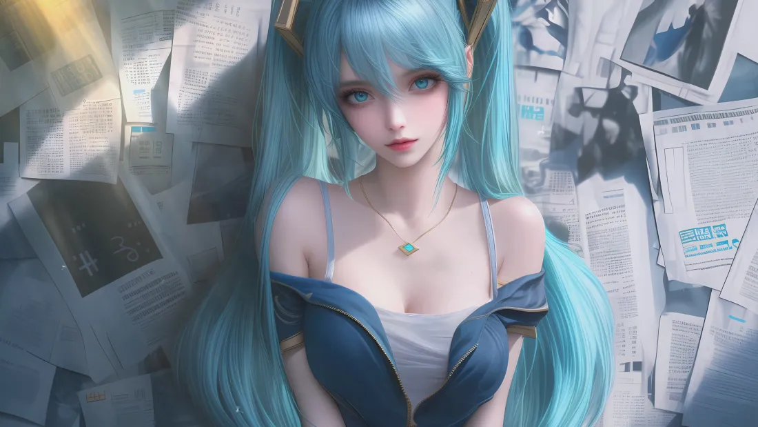 4k初音未来壁纸｜城市废墟背景图片 - 蓝发双马尾美少女「哲风壁纸」