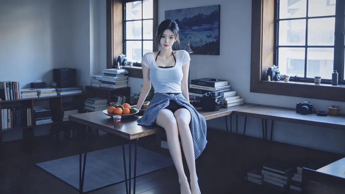 3k二次元美女壁纸｜工作室场景背景图片 - 清冷气质穿搭「哲风壁纸」