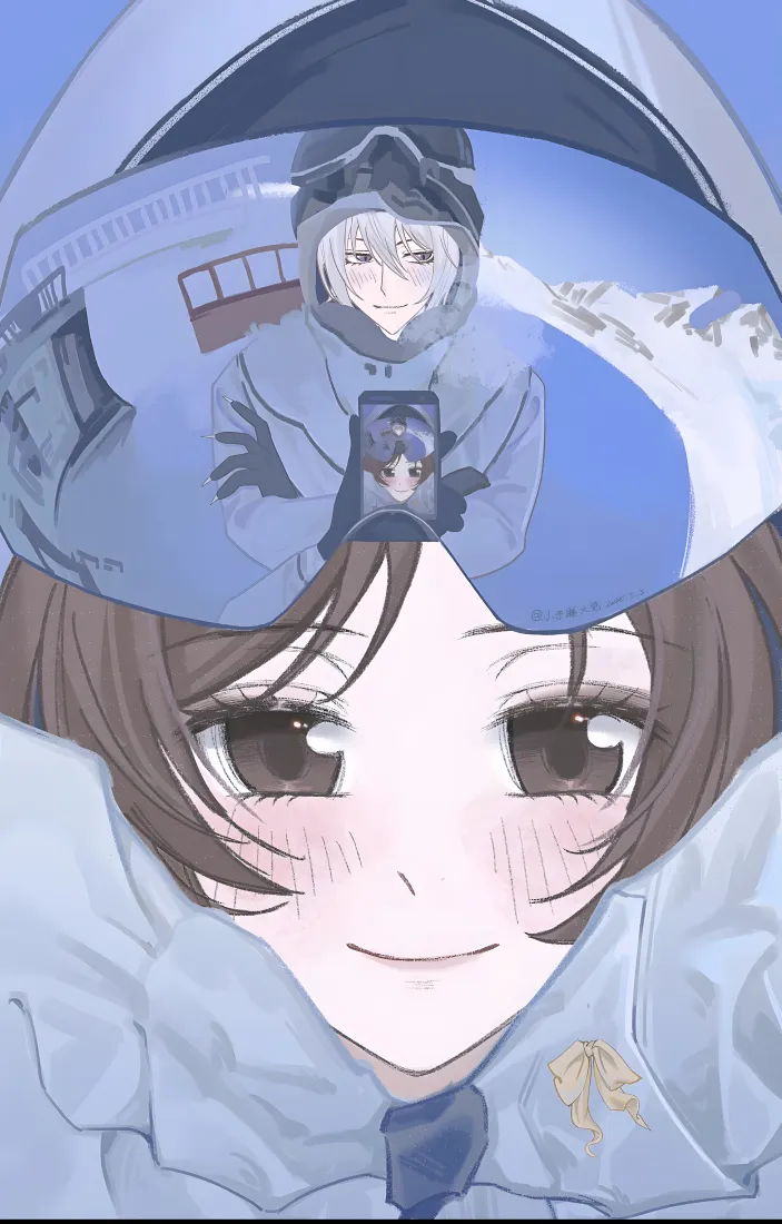 元气少女缘结神手机壁纸｜冬日滑雪背景图片 - 巴卫奈奈生同框「哲风壁纸」