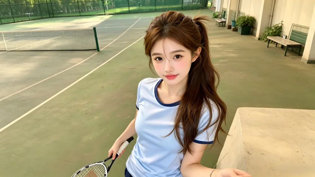 3k网球少女壁纸｜网球场背景图片 - 元气甜美「哲风壁纸」