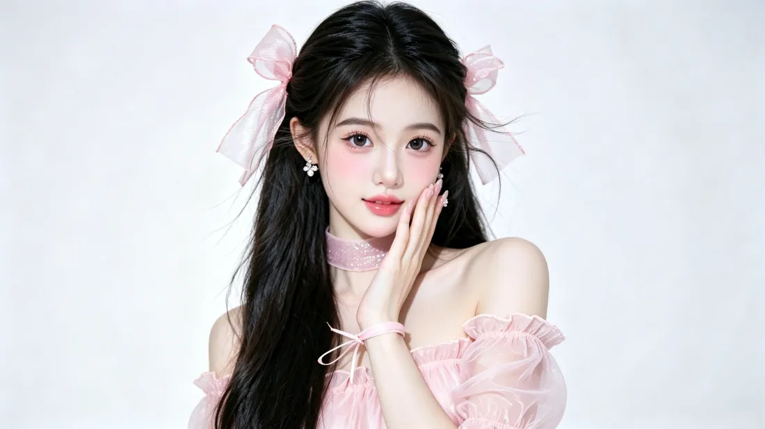 3k甜系少女壁纸｜粉色蝴蝶结背景图片 - 温柔氛围感纯欲写真「哲风壁纸」