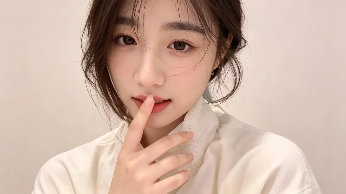 3k清纯甜妹壁纸｜浅白简约背景图片 - 温柔氛围感少女「哲风壁纸」