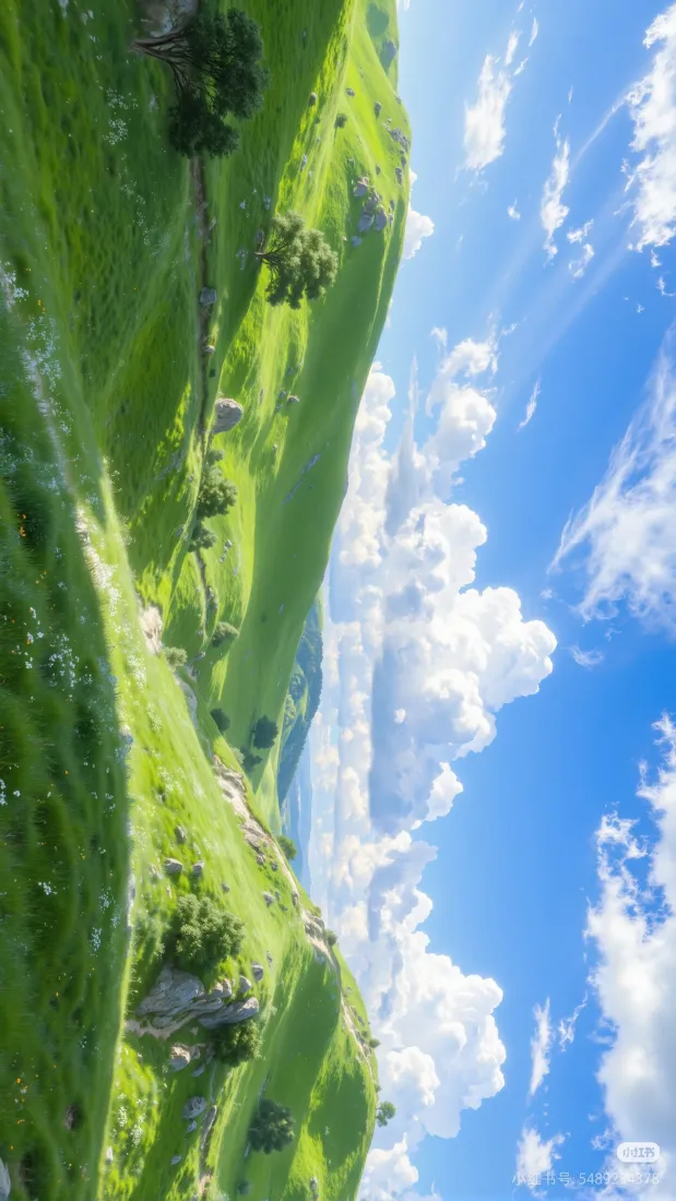 草原风光手机壁纸｜蓝天白云青草地背景图片 - 清新自然「哲风壁纸」