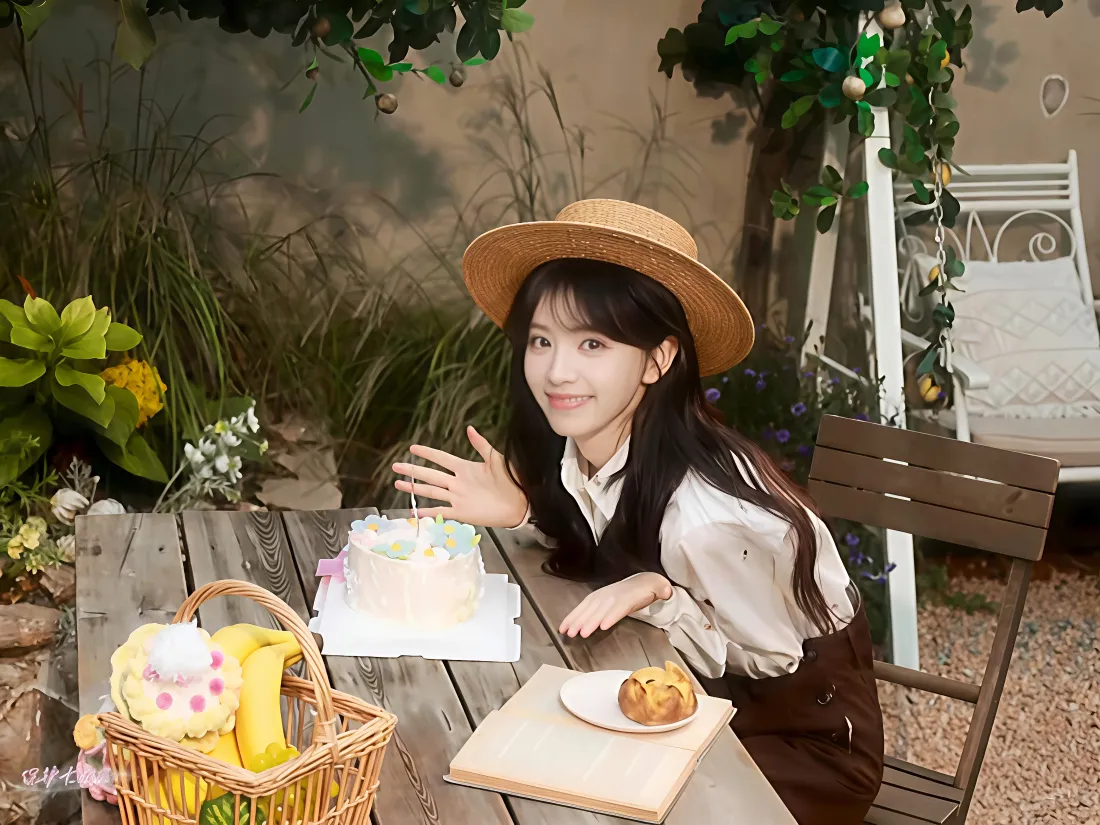 4k田曦薇壁纸｜庭院生日野餐背景图片 - 甜美可爱少女「哲风壁纸」