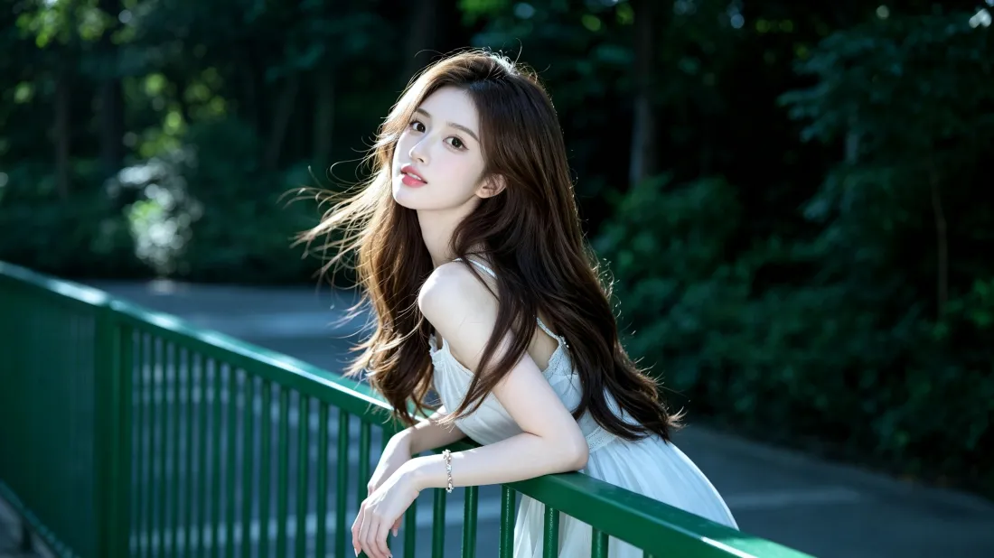 3k清纯白裙美女壁纸｜户外绿植背景图片 - 夏日清新写真「哲风壁纸」