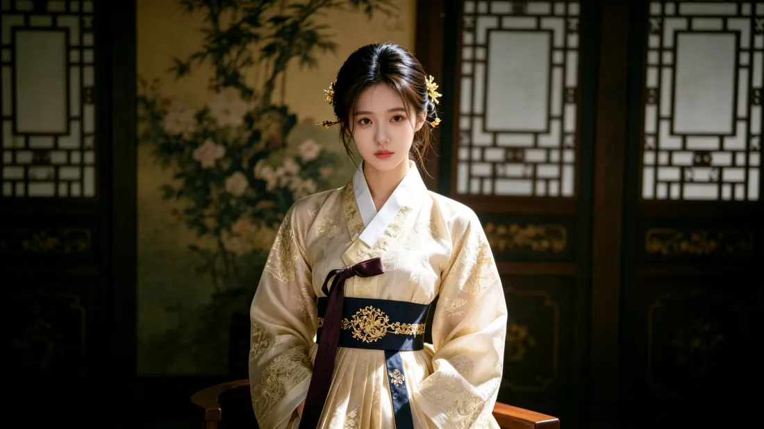 3k古风美女壁纸｜古宅花窗背景图片 - 温婉传统服饰写真「哲风壁纸」
