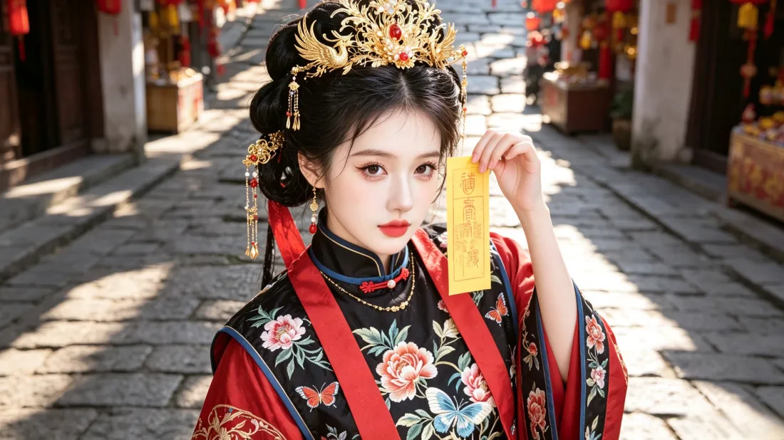 3k古风汉服美人壁纸｜古街祈福背景图片 - 国风氛围感写真「哲风壁纸」