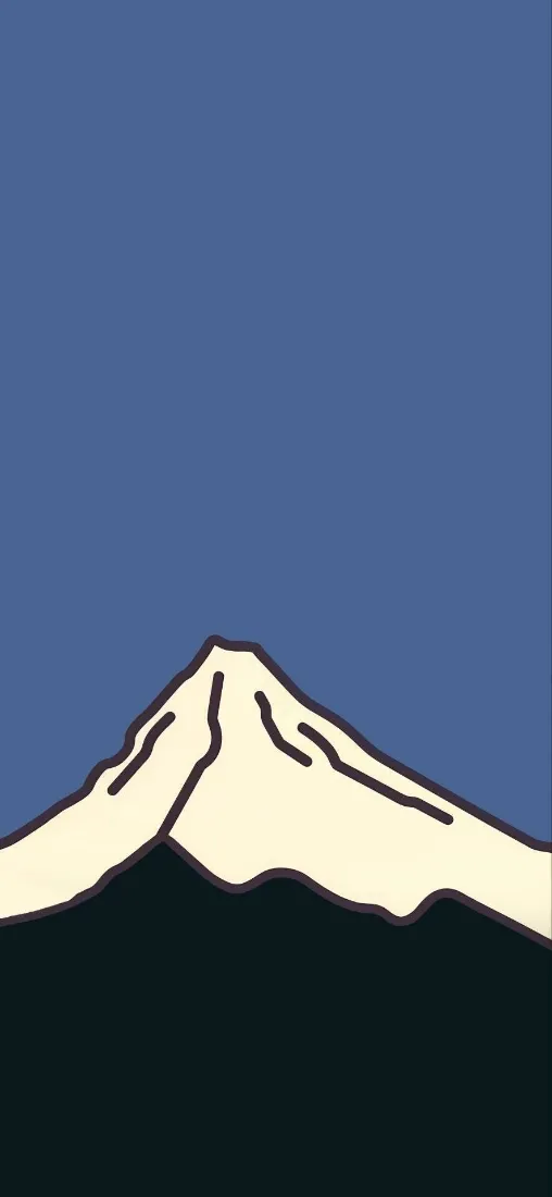 雪山插画手机壁纸｜蓝色天空背景图片 - 极简手绘风景「哲风壁纸」