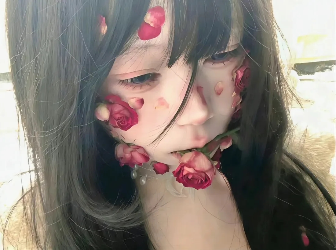 3k玫瑰少女壁纸｜红玫瑰背景图片 - 氛围感人像「哲风壁纸」