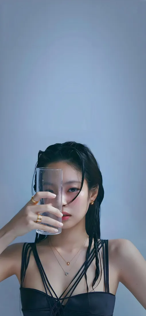 Jennie手机壁纸｜浅蓝色背景图片 - 冷调高级感人像「哲风壁纸」