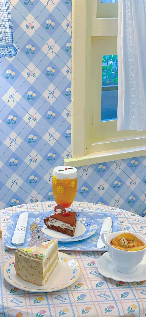 治愈下午茶手机壁纸｜清新蓝色背景图片 - 休闲甜点日常「哲风壁纸」
