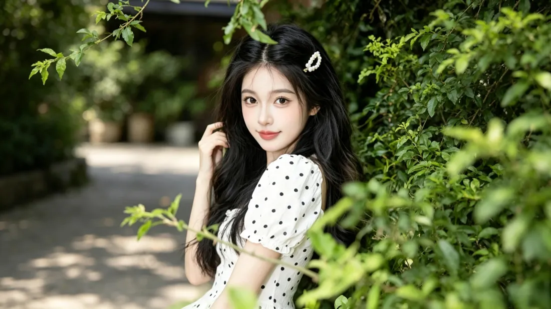 3k甜美女生壁纸｜夏日绿植背景图片 - 清新氛围感写真「哲风壁纸」