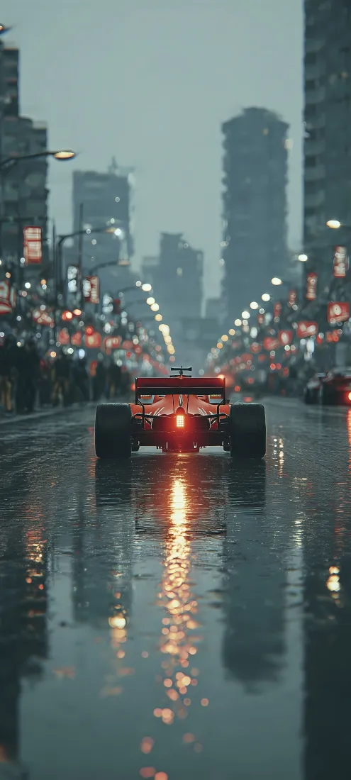 雨夜赛车手机壁纸｜城市街道背景图片 - 氛围感街景「哲风壁纸」
