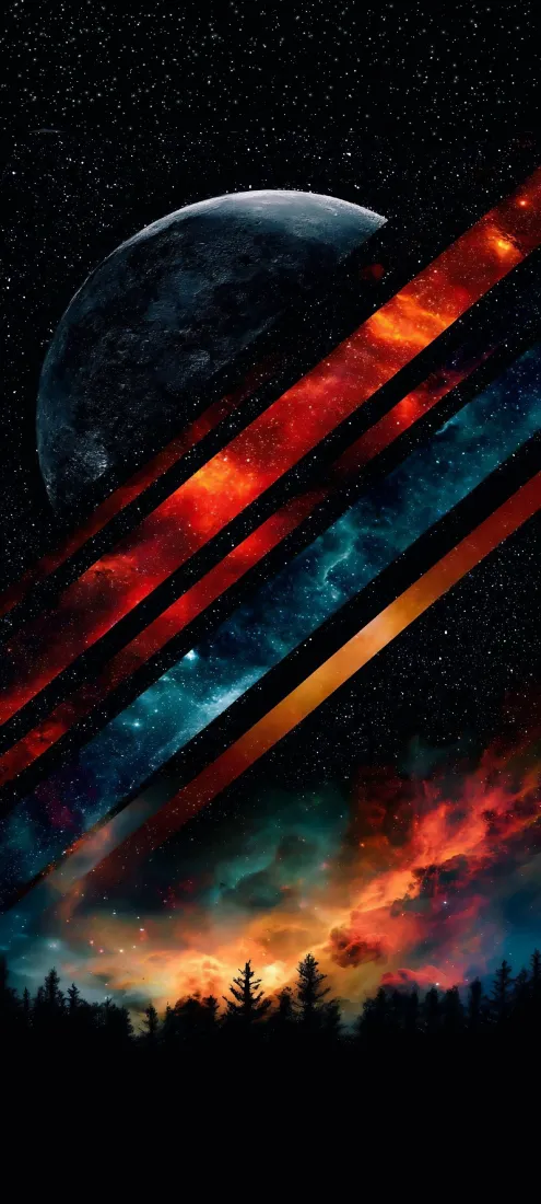 宇宙星空手机壁纸｜星云树林剪影背景图片 - 氛围感夜景「哲风壁纸」