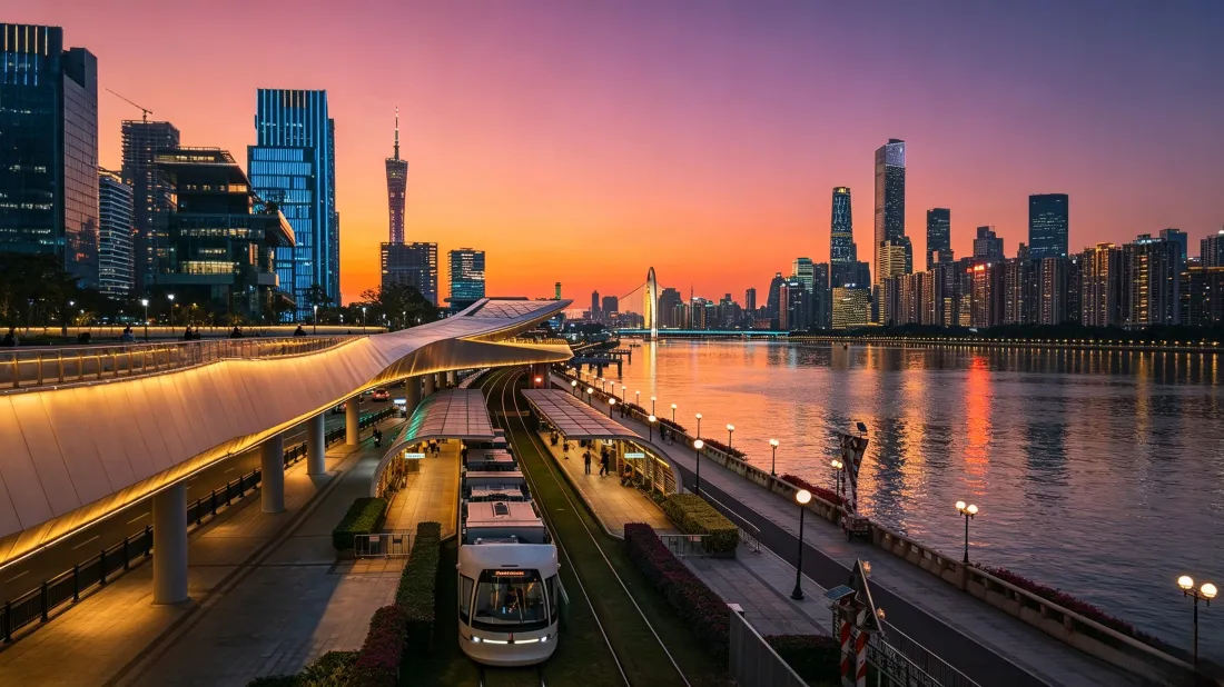 3k广州城市壁纸｜黄昏江景背景图片 - 日落天际线「哲风壁纸」
