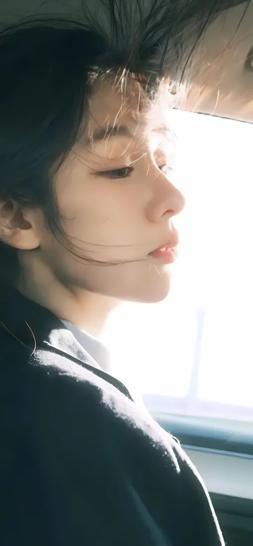 阳光美女手机壁纸｜窗边暖光背景图片 - 侧颜少女「哲风壁纸」
