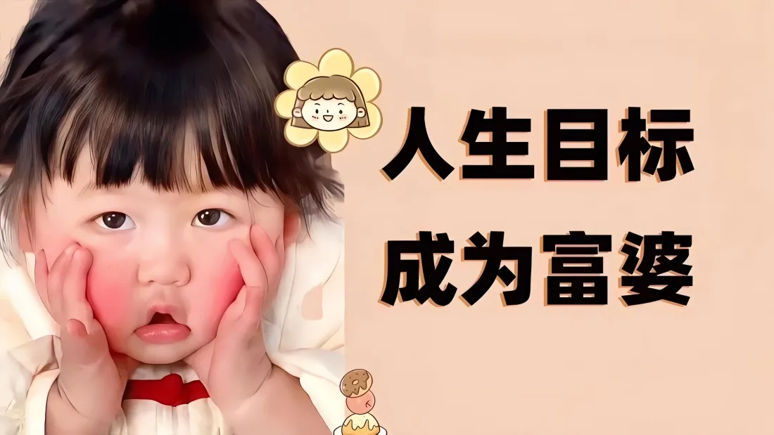 3k可爱萌娃壁纸｜励志文字背景图片 - 人生目标成为富婆「哲风壁纸」