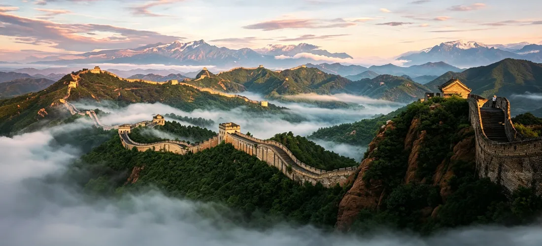 3k长城壁纸｜云海群山背景图片 - 壮丽日出自然景观「哲风壁纸」