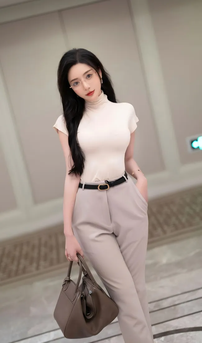 时尚模特手机壁纸｜简约职场穿搭背景图片 - 气质黑发美女「哲风壁纸」