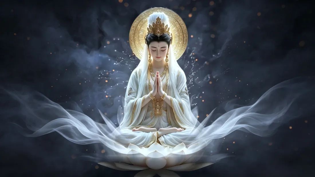 3k观音菩萨壁纸｜国风禅意背景图片 - 圣洁祈福「哲风壁纸」