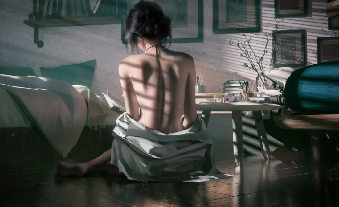 2k鬼刀壁纸｜室内光影背景图片 - WLOP手绘少女「哲风壁纸」
