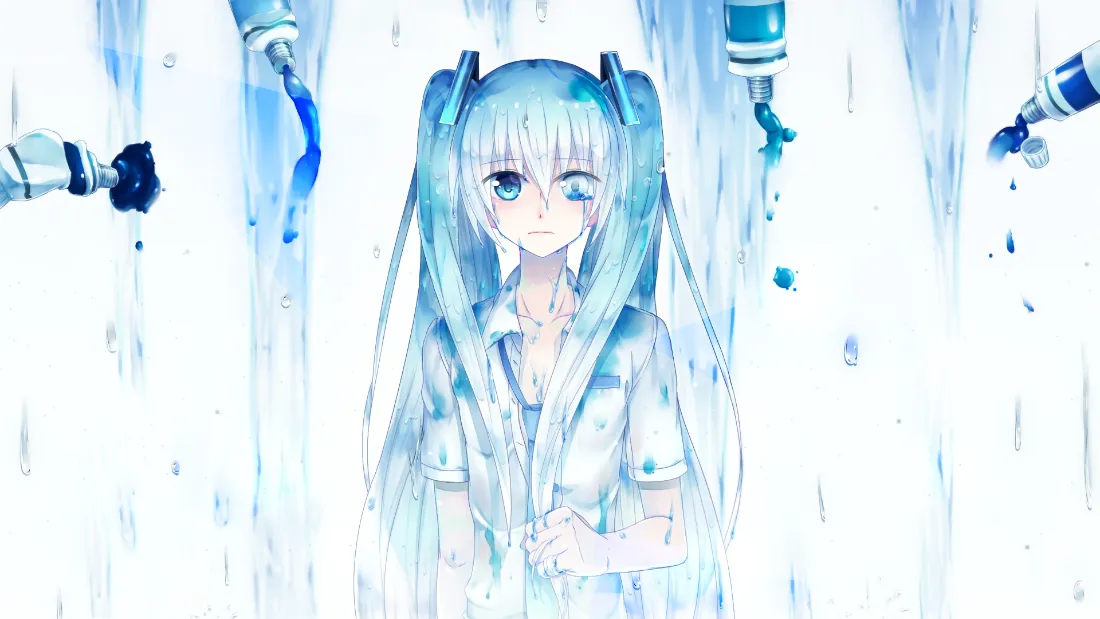 2k初音未来壁纸｜蓝发双马尾少女背景图片 - 清新动漫插画「哲风壁纸」