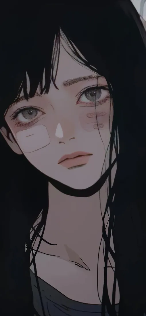 二次元女孩手机壁纸｜暗黑手绘背景图片 - 清冷丧系少女「哲风壁纸」