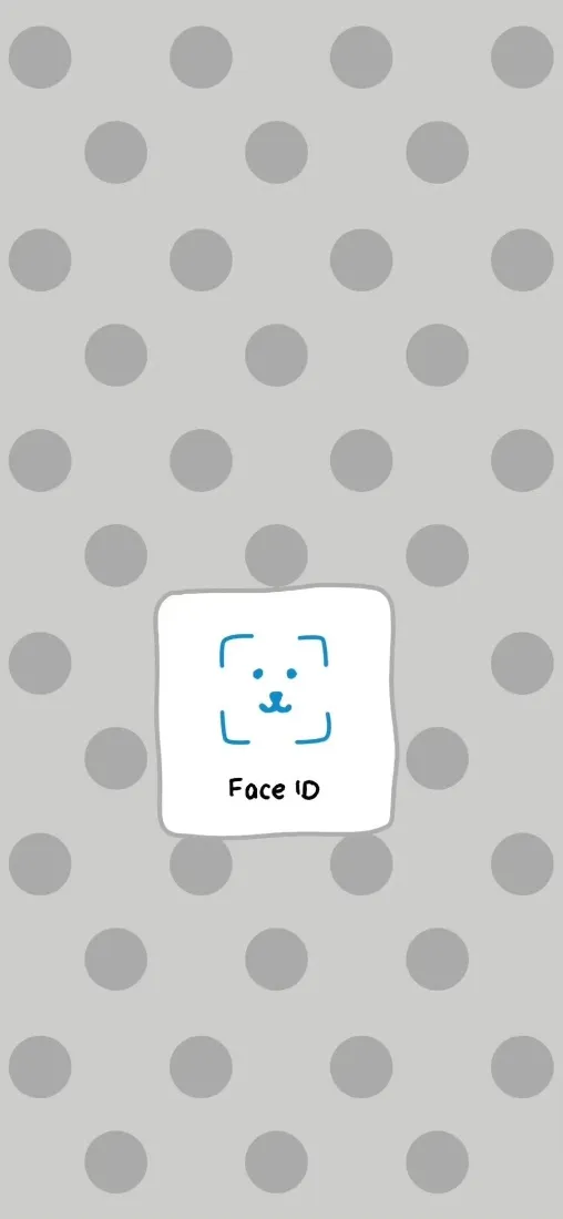 自嘲熊手机壁纸｜波点浅灰背景图片 - 可爱Face ID创意设计「哲风壁纸」