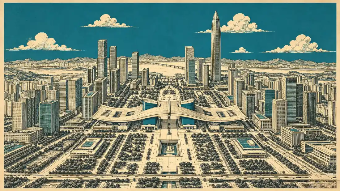 3k深圳城市壁纸｜现代都市建筑插画背景图片 - 城市风光「哲风壁纸」