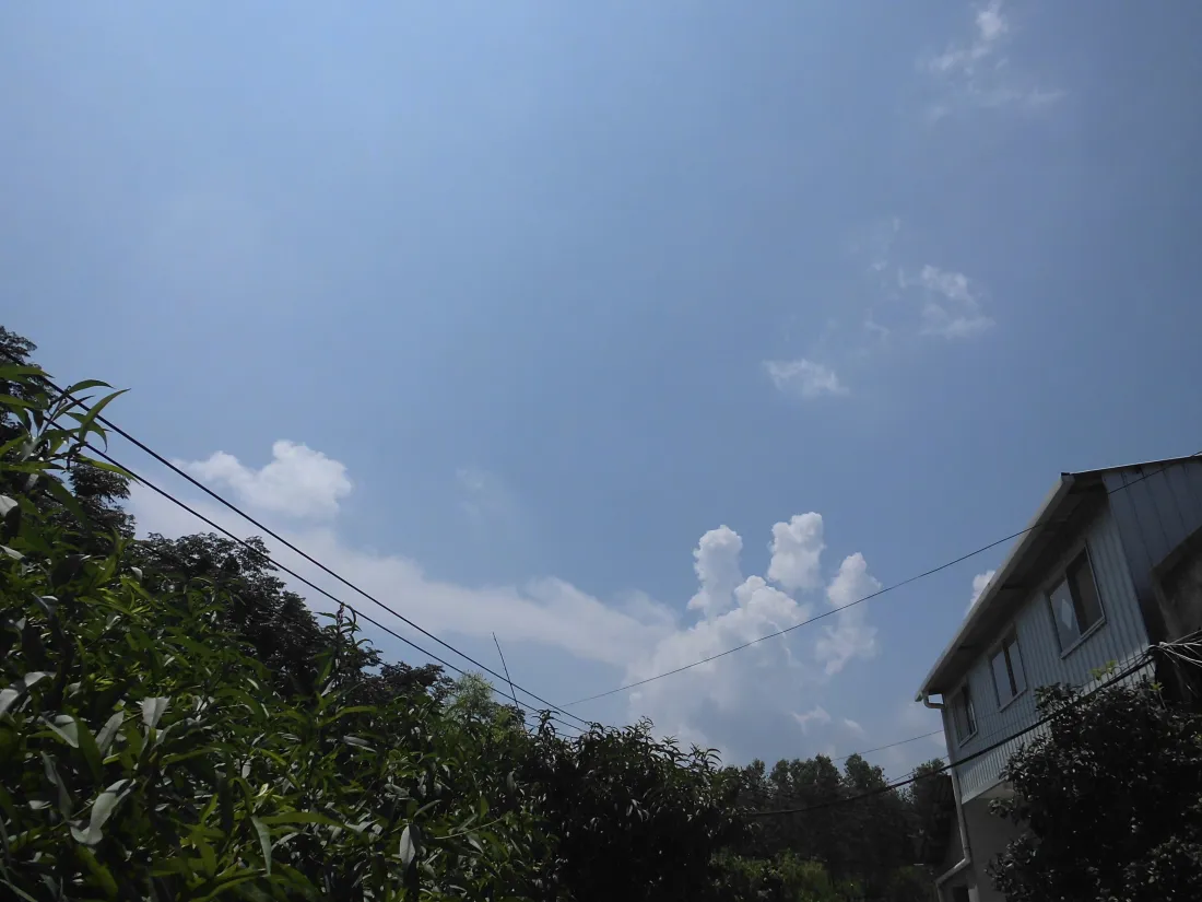 5k蓝天壁纸｜民居屋顶背景图片 - 夏日户外清新风景「哲风壁纸」