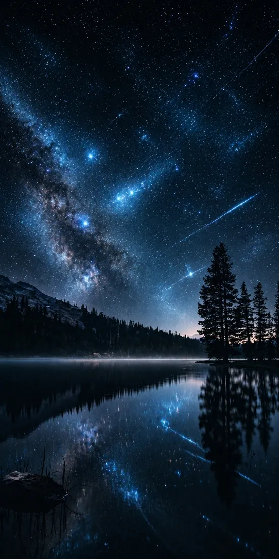 银河星空手机壁纸｜湖景夜色背景图片 - 科幻倒影「哲风壁纸」