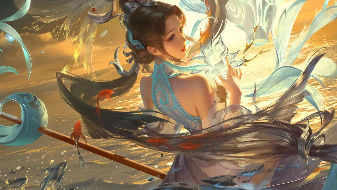 4k大乔壁纸｜国风黄昏水面背景图片 - 古风美女「哲风壁纸」