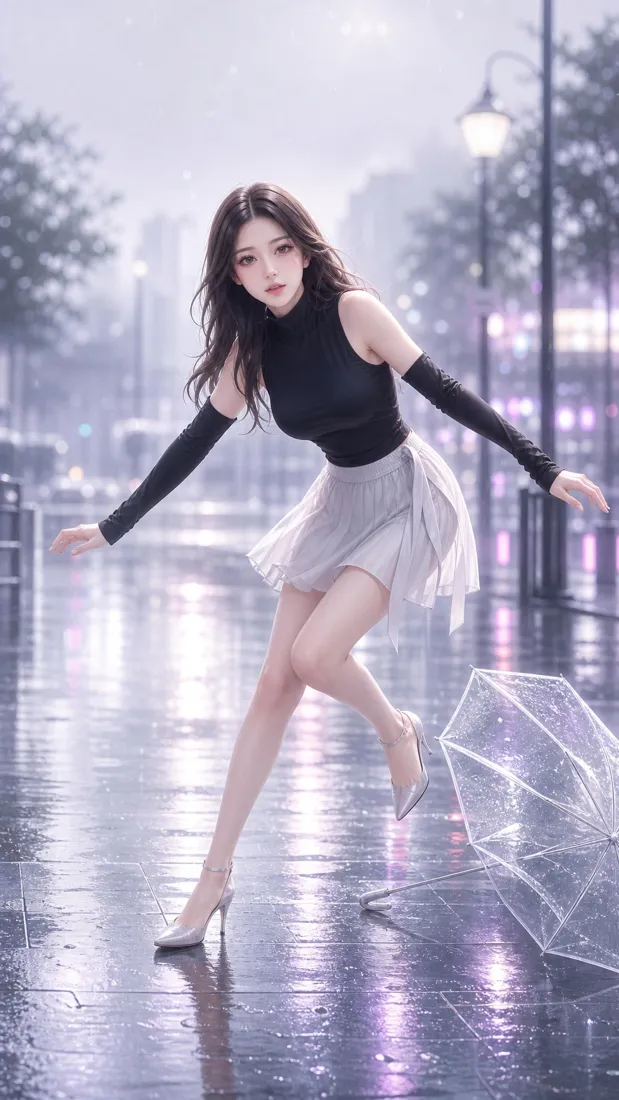 氛围感美女手机壁纸｜雨天城市街景背景图片 - 时尚气质穿搭「哲风壁纸」