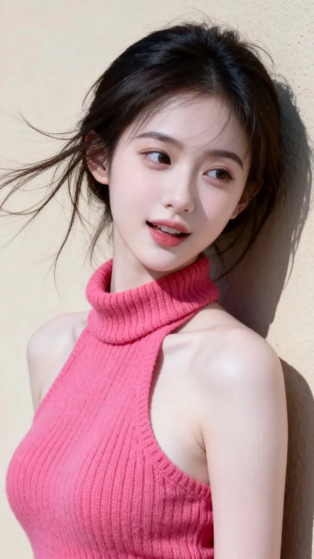 甜美清纯美女手机壁纸｜粉色穿搭背景图片 - 气质人像「哲风壁纸」