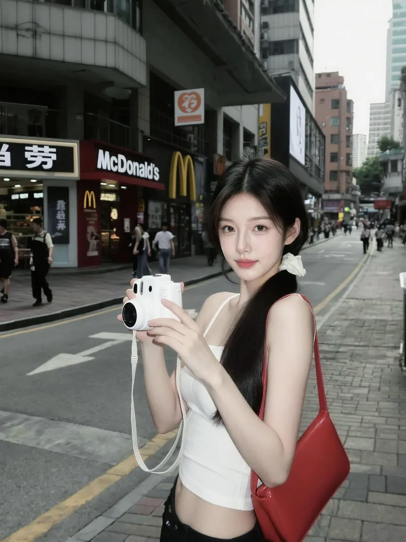 街拍美女手机壁纸｜城市街道背景图片 - 甜美穿搭「哲风壁纸」