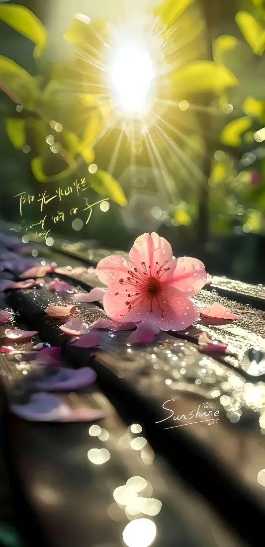 粉色花朵手机壁纸｜春日阳光花瓣背景图片 - 清新治愈「哲风壁纸」