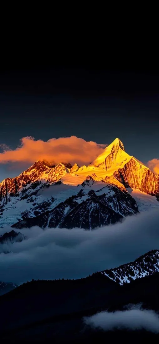 日照金山手机壁纸｜雪山云海黄昏背景图片 - 自然治愈风景「哲风壁纸」