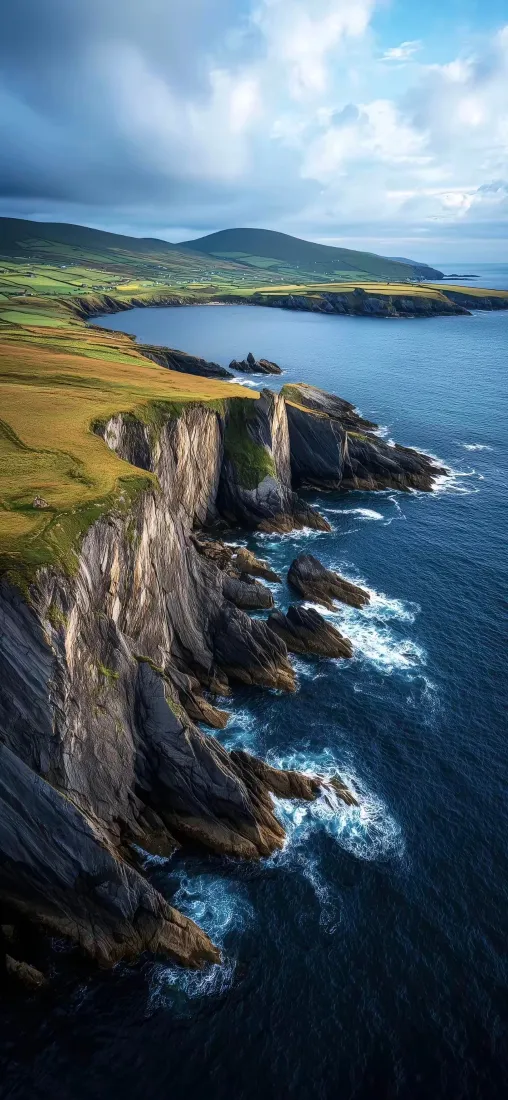海岸悬崖手机壁纸｜碧海草地背景图片 - 治愈自然风景「哲风壁纸」