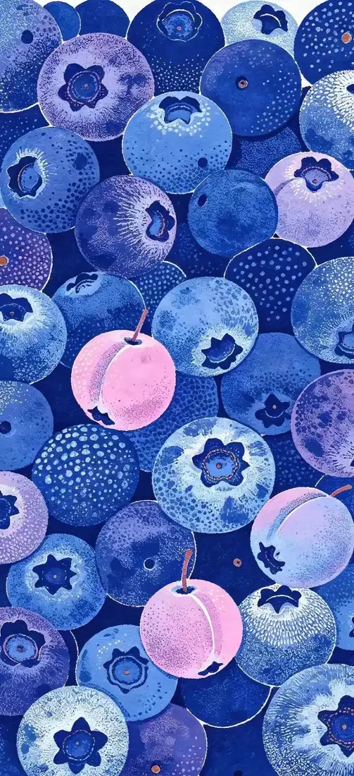 水彩蓝莓手机壁纸｜水果插画背景图片 - 清新治愈「哲风壁纸」