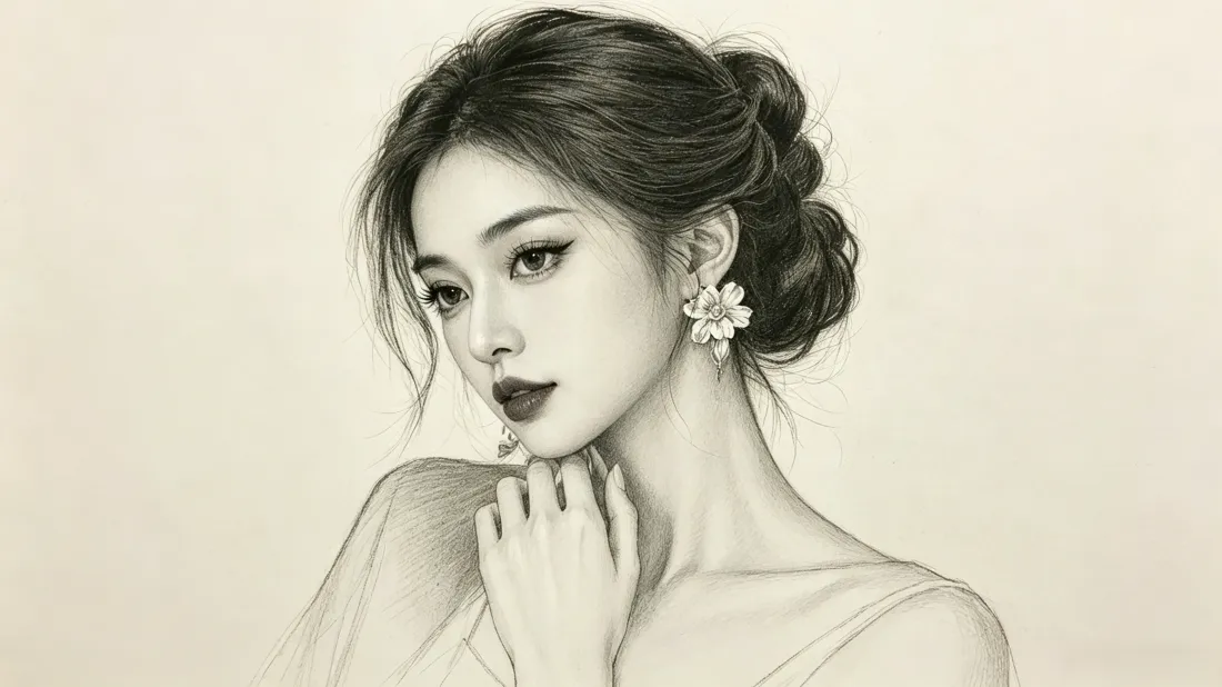 3k素描气质美女壁纸｜简约手绘背景图片 - 优雅氛围感女神「哲风壁纸」