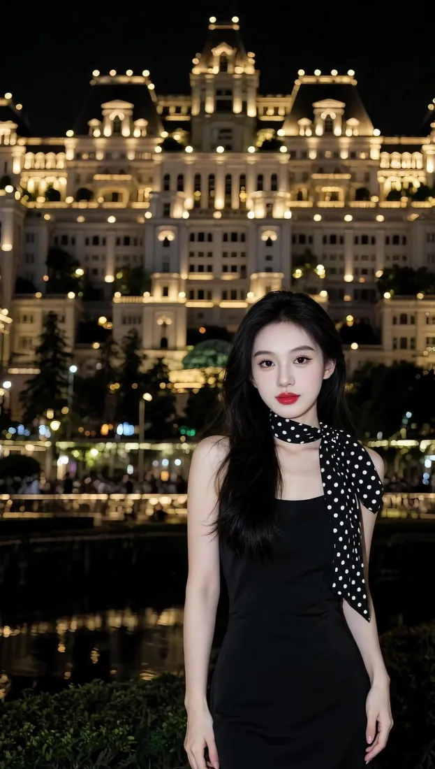 气质美女手机壁纸｜欧式城堡夜景背景图片 - 时尚氛围感穿搭「哲风壁纸」