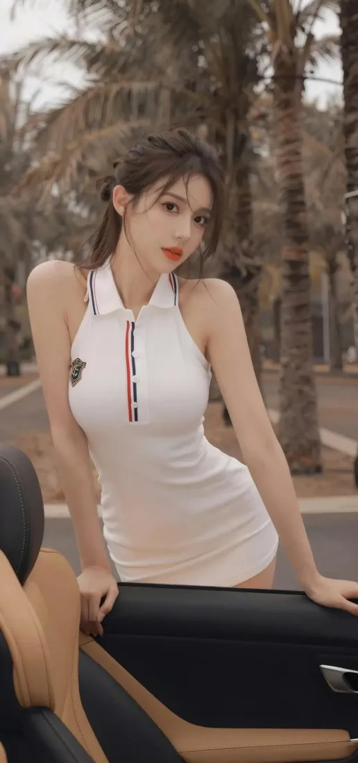 气质美女手机壁纸｜户外棕榈树街拍背景图片 - 时尚穿搭「哲风壁纸」