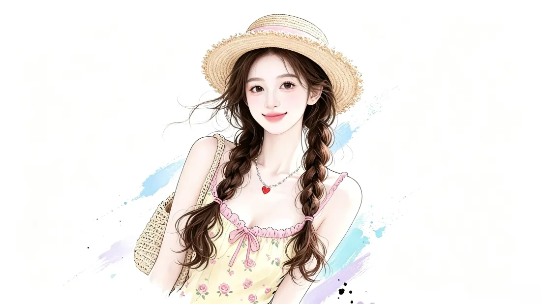 3k甜美少女壁纸｜夏日清新手绘背景图片 - 治愈氛围感插画「哲风壁纸」