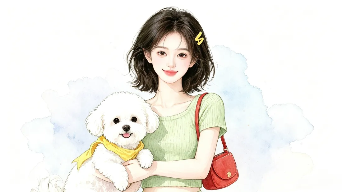 3k抱比熊少女壁纸｜清新治愈背景图片 - 手绘插画「哲风壁纸」