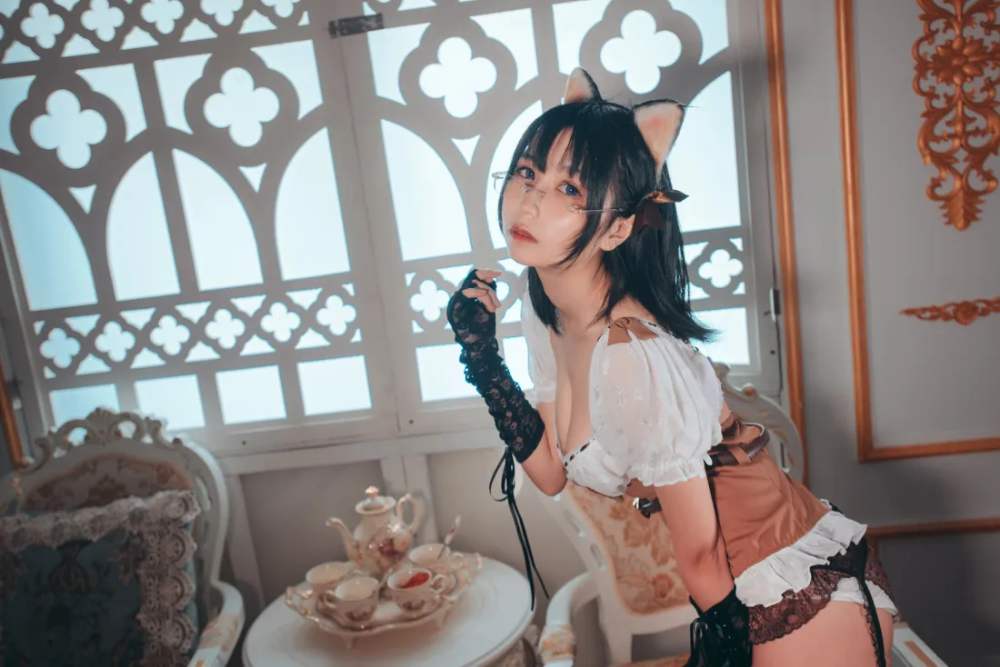 5k逐月su壁纸｜猫耳女仆背景图片 - 黑丝cosplay写真「哲风壁纸」