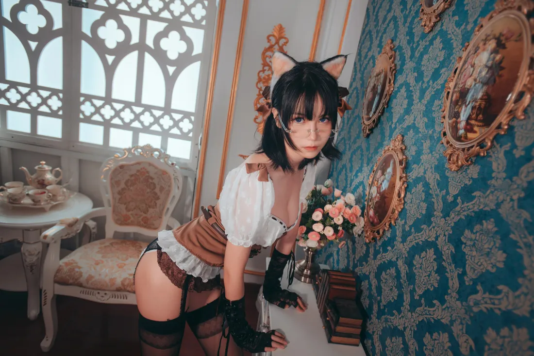 5k逐月su壁纸｜猫耳女仆背景图片 - 黑丝cosplay「哲风壁纸」