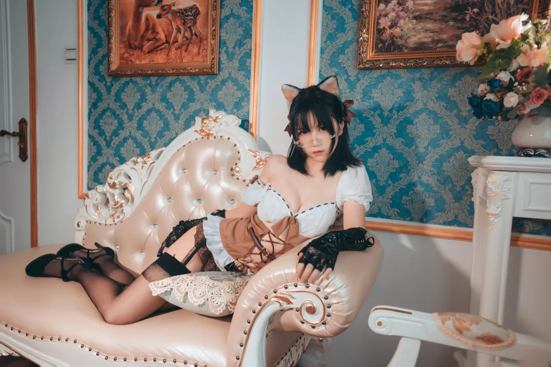 5k逐月su壁纸｜猫耳女仆背景图片 - 黑丝cosplay「哲风壁纸」
