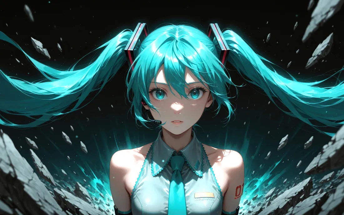 4k初音未来壁纸｜青发双马尾少女背景图片 - 二次元插画「哲风壁纸」