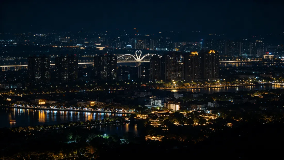 3k杭州奥体中心壁纸｜钱塘灯火背景图片 - 都市夜景风光「哲风壁纸」